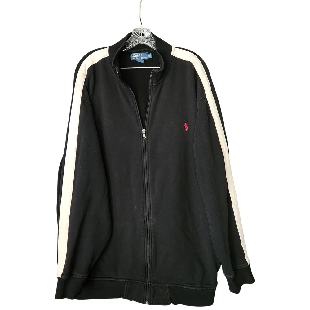 Polo Ralph Lauren Mens 3X LT‎  Interlock Track Jacket Big Tall Black Fleece